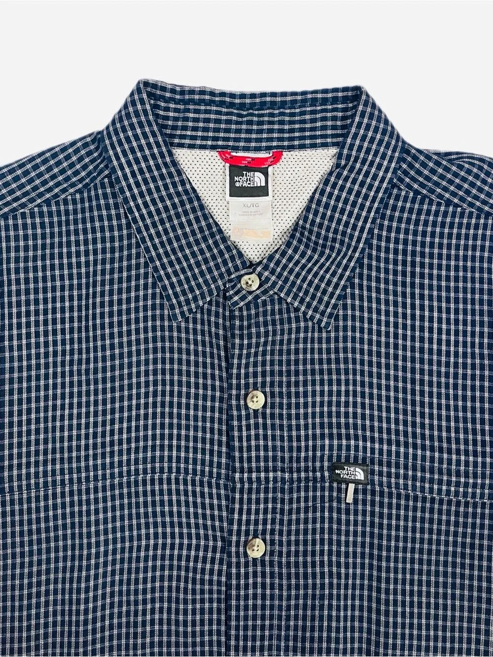 The North Face Men’s XL Navy Grid Button-Down Long Sleeve Shirt